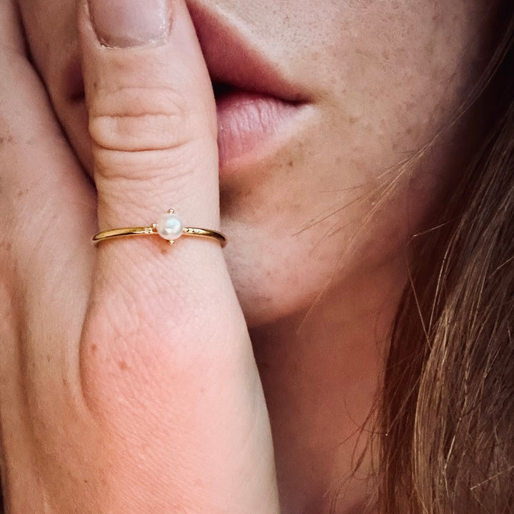 Double Halos Pearl Ring