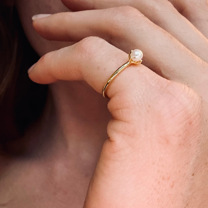 Double Halos Pearl Ring
